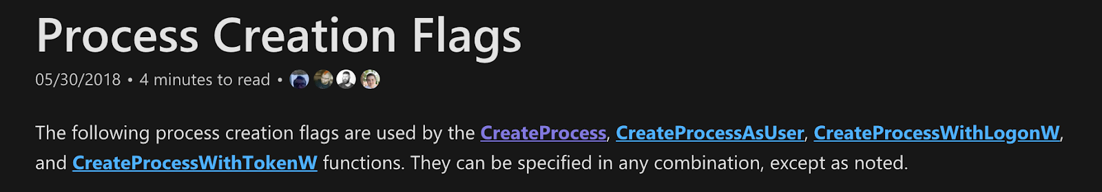 Process Creation Flags