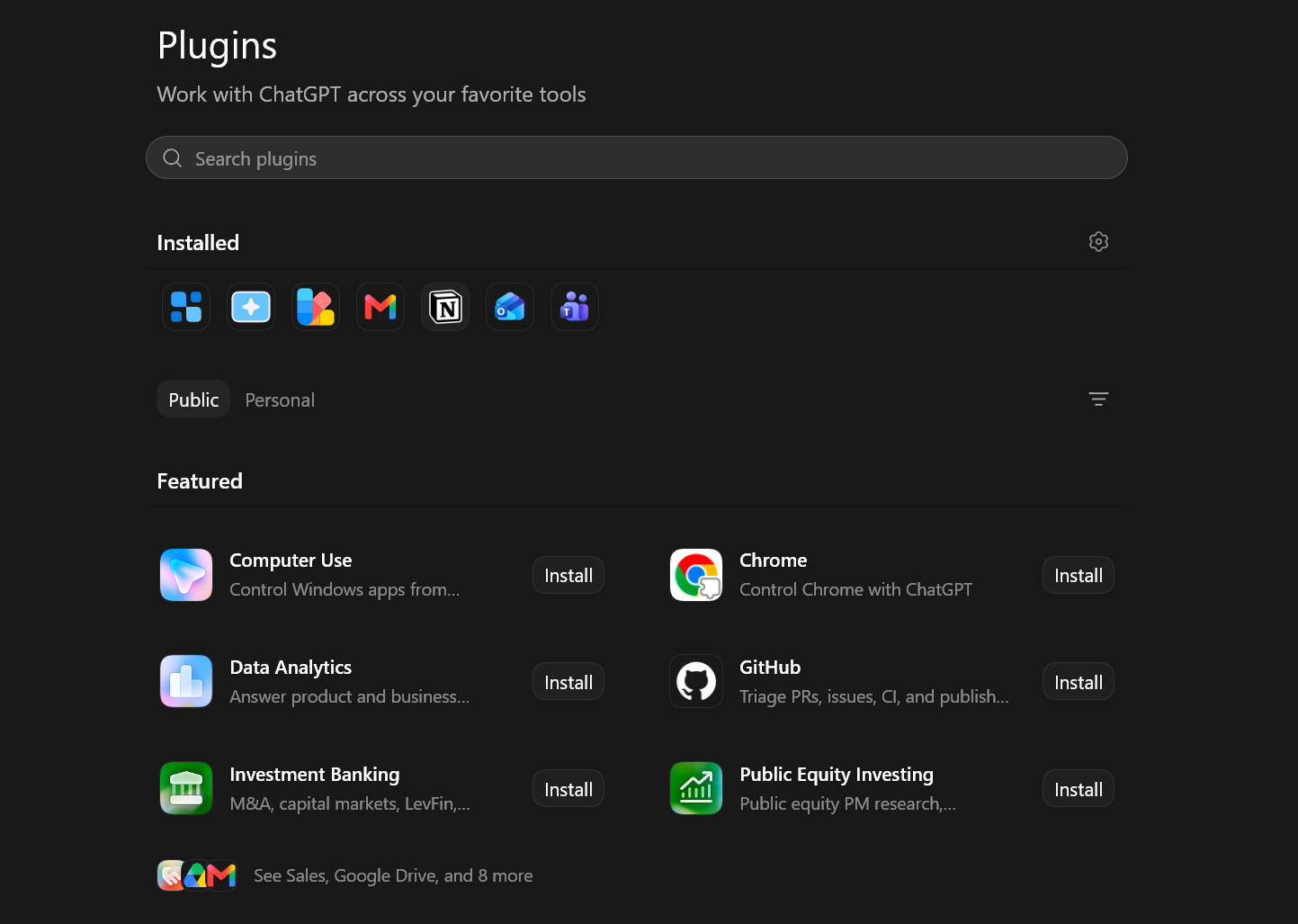 Figure 2 — The Codex plugin store, where an App such as GitHub can be installed.