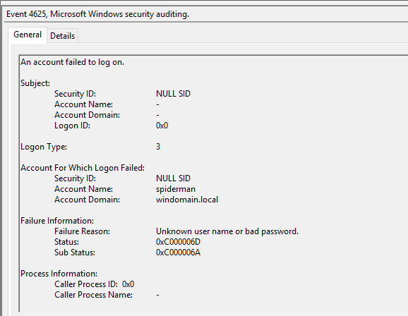 Windows Event ID 4625: An account failed to log on