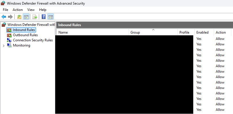 Figure 1: Windows Defender Firewall with Advanced Security Window