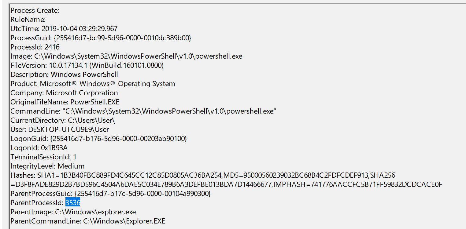 Correlating the CID with the ParentProcessID of the process creation event within Sysmon