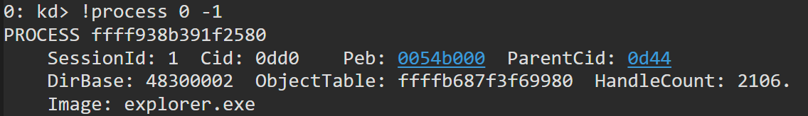 Obtaining processes object address